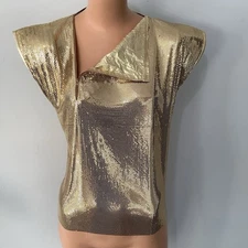 Vintage 1980’s Anthony Ferrara Liquid Gold Mesh Chainmail Top Blouse Sz. M