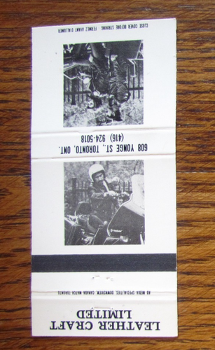 GAY MALE LEATHER CRAFT CLOTHES MATCHBOOK COVER: TORONTO, ONTARIO MATCHCOVER -A11 - Picture 2 of 2