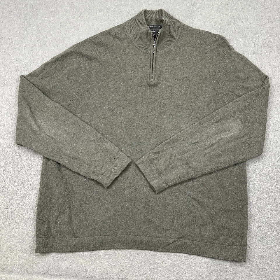 Suéter Alfani 100% Cachemira Fina 1/4 Cremallera Para Hombres XL Verde Pullover Suave LEER Foto 4 de 4
