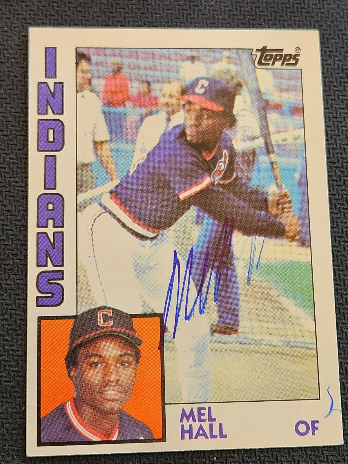 1984 Topps MEL HALL Indians In-Person Signed  AUTO