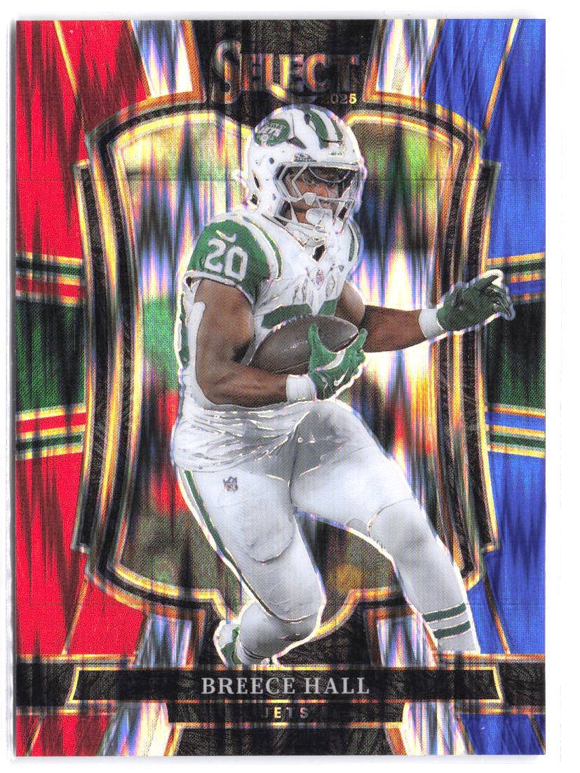 Breece Hall Red and Blue Prizm Shock Prizm 2025 Panini Select #175