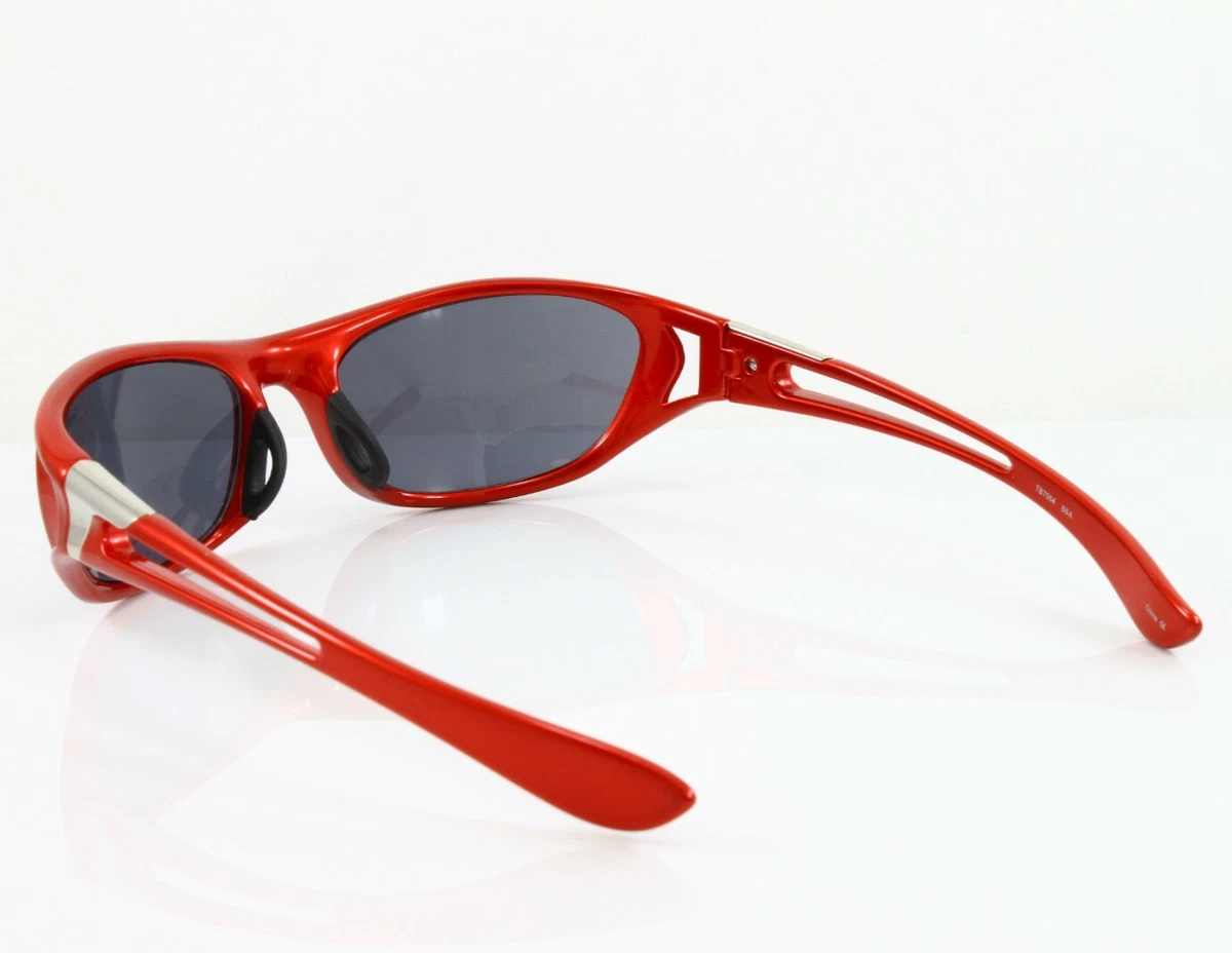 Timberland Sunglasses Men's Metallic Red 59mm Gray Lens Wrap Plastic TB7064 066A