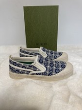 Unisex Gucci GG Print Coated Canvas Slip On Sneakers Size US 1 Eu 32