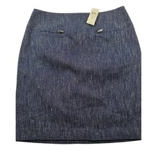 NWT Ann Taylor navy Blue Linen Blend Pencil Skirt Size 4 career business casual