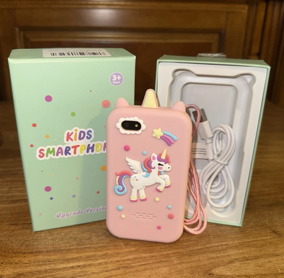 Funda de silicona con pantalla táctil para teléfono inteligente para niños tarjeta rosa unicornio 8G 3-10 años nueva en caja Foto 2 de 4