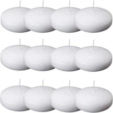 12Pcs Floating Candles for Centerpieces 4 Hours 1.7 Inch Burning White Unscented