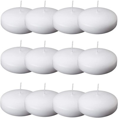 12Pcs Floating Candles for Centerpieces 4 Hours 1.7 Inch Burning White Unscented