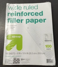 Up & Up Reinforced Filler Paper 2 Pack Wide Ruled 10 1/2" x 8" 100 Sheets