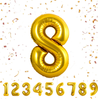 Geburtstag Zahlen Luftballon 8 Jahre | Gold Folienballon 8 Xxl -Riesen Folienbal
