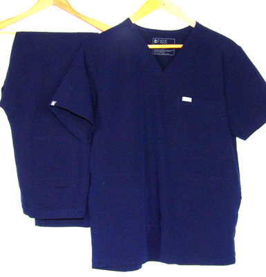 FIGS Technical Collection Navy Blue Scrub Set 2 Piece Shirt & Pants Men's Medium