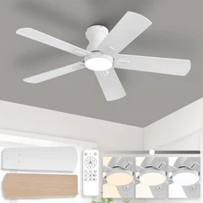42-Inch Ceiling Fan with Lights, Remote Control, Flush Mount, Dimmable, Reversib