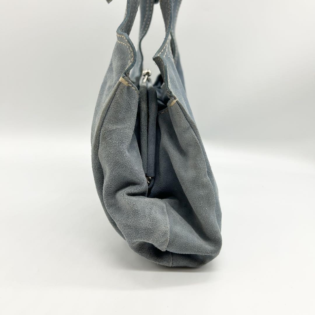 Miu Miu Archive Suede Shoulder Bag Kiss Lock Blue Auth Used