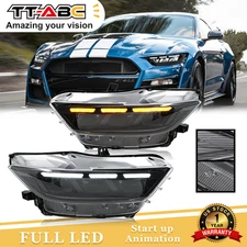 Pair LED Headlights For 6th Gen 15-17 Ford Mustang/16-22 Ford Shelby GT350 GT500