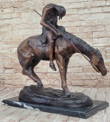 End of the Trail by James Earl Fraser Bronze reproduction marble base