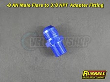 Russell -8 AN Male to 3/8 NPT Straight Aluminum Fitting (Blue)