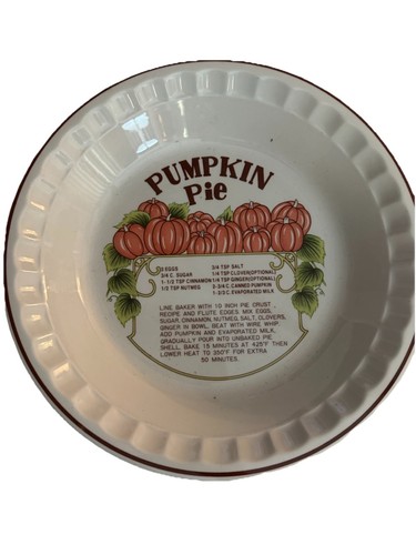 Hankook Vintage Pumpkin Pie Plate Recipe Pie Baking Dish - Made in Indonesia