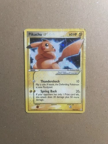 Pikachu Gold Star 104/110 HOLO EX Holon Phantoms 2006 Pokemon Card Damaged PSA 1