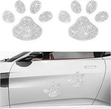 2 PCS Rhinestone Car Stickers, 1.77" 1.38" Bling Paw Print Ca Color: Paw Print
