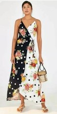 NWT FARM Rio Nanaju Mixed Print Floral Polka Dot Wrap Maxi Dress Size XS