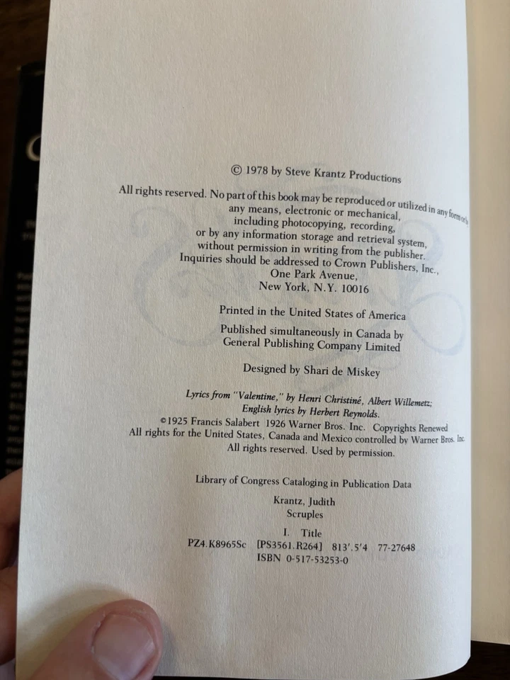 SIGNED Scruples By Judith Krantz First Printing 1st Edition 1978 HCDJ Foto 3 de 4