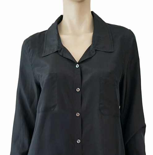 CALYPSO ST. BARTH Black Tissue Silk Button Up Shirt Blouse M - Bild 3 von 3