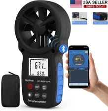 HoldPeak Handheld Anemometer Digital Wind Speed Meter Wind Temp For HAVC Outdoor