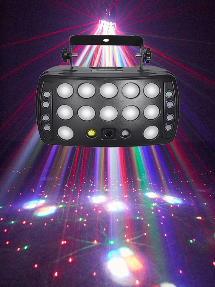 DJ Disco Party Stage Light 4 in 1 Red Laser LED Strobe RGBW Effect DMX512 Light - Image 4 of 4