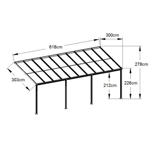 Terrassenüberdachung Alu Terrassendach Überdachung Doppelstegplatten Garten Weiß - Bild 17 von 17