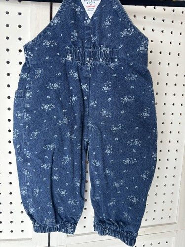 Vtg Oshkosh B Gosh Overalls Denim Vestbak Blue Floral Gardeners Print 18M USA - Picture 7 of 7