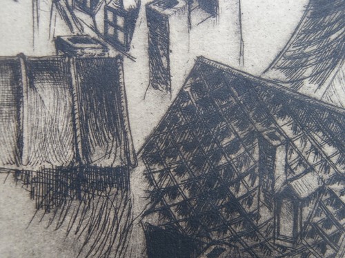 PA Woman MODERNIST Artist DOROTHY W. HUTTON ca 1945 Canada Etching QUEBEC CITY ! - Picture 13 of 20