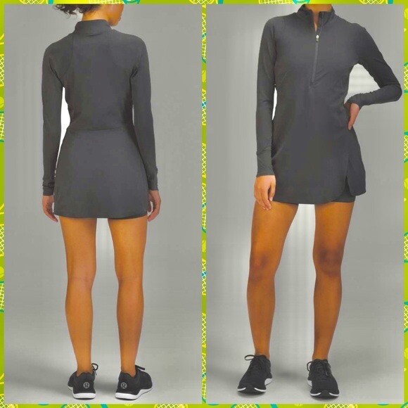 Lululemon Nulux Long Sleeve Tennis Dress Size 6 Graphite Lululemon Nulux Long Sleeve Tennis Dress Size 6 Graphite
