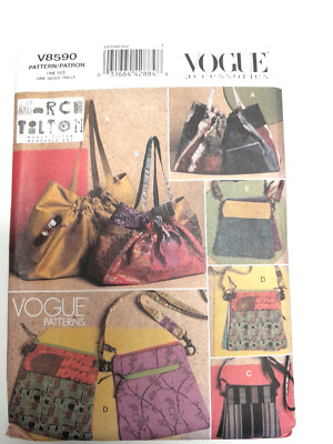 VOGUE Accessoires Schnittmuster, V8590, Marcy Tilton 5 Arten von Taschen, ungeschnitten