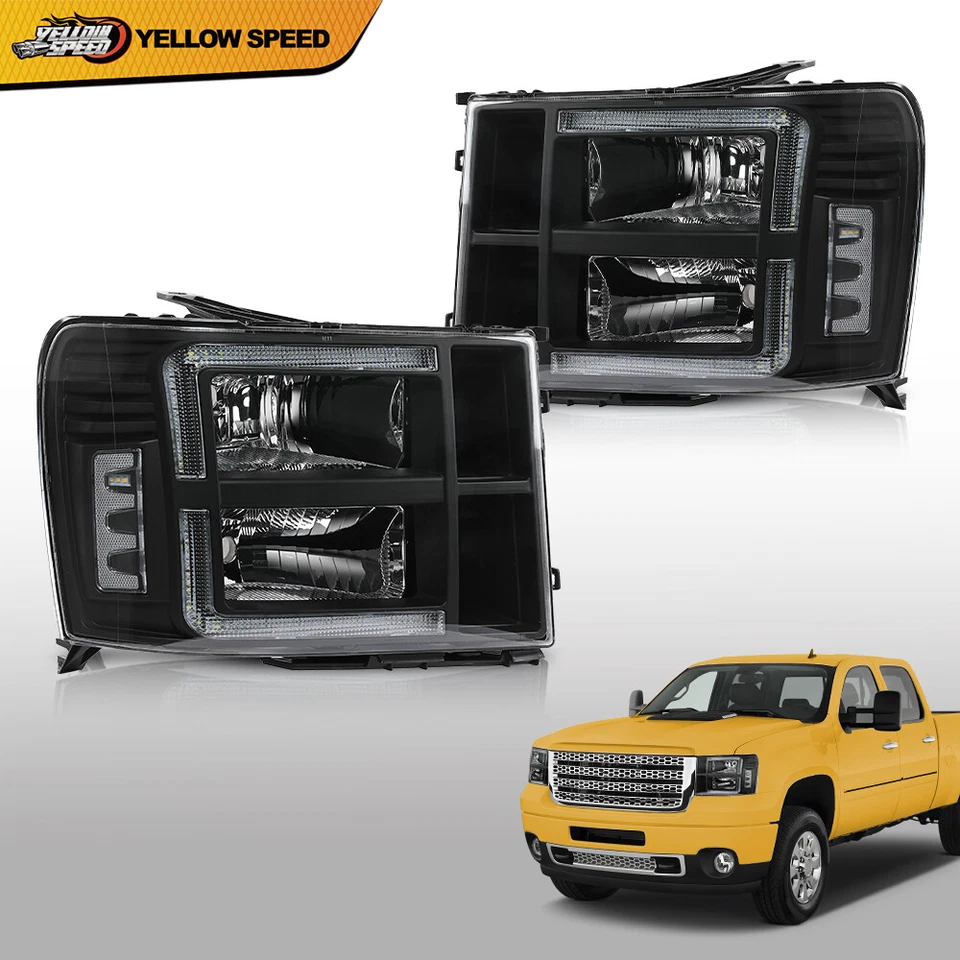 Faros LED DRL transparentes/negros aptos para GMC Sierra 1500 2500HD 3500HD 2007-2013 Foto 2 de 4
