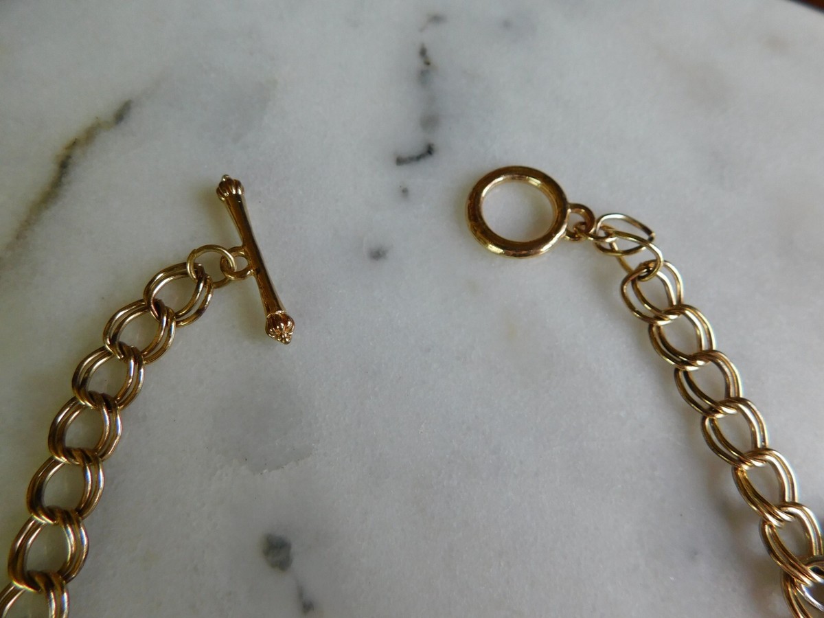 MICHAEL KORS Gold Toggle Charm Necklace w/ Silver & Gold
