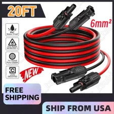10 AWG Solar Panel Extension Cable PV Wire Solar Connectors Pair Black Red 6mm²