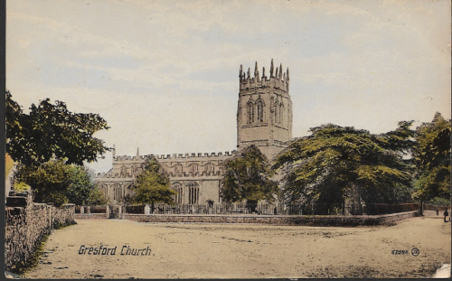 Gresford, Wrexham - church (All Saints) - postcard, 1914 pmk - Picture 1 of 2