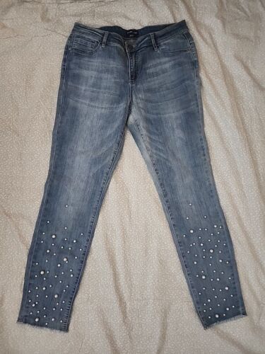 Jean stretch bleu clair BeBe femme taille 31 motif perle à nettoyer PT10
