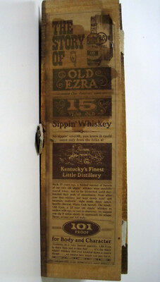 OLD EZRA 15 Year Old Sippin' Whiskey - EMPTY Wood Box With Leather