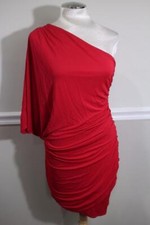 Haute Hippie Women's Red One Shoulder Ruched Dress Size M (DR100
