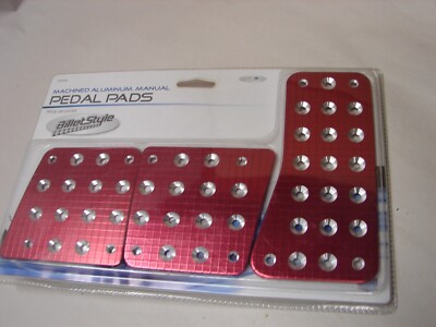 CUSTOM ACCESSORIES 16005 Manual Pedal Pads Machined Aluminum - Red Billet Style