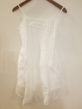 Women's White Floral Sleeveless Dress Side Frill on Hips Size Large New in Bag
