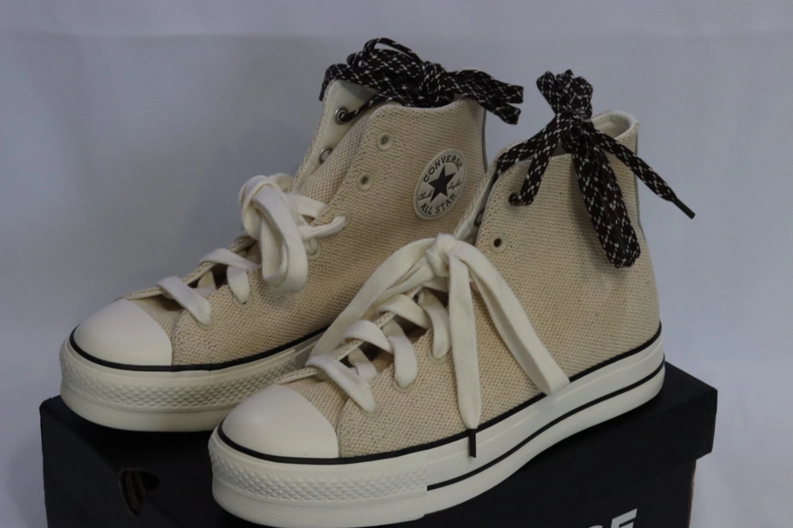 Scarpe da ginnastica Converse CTAS Lift Hi donna taglia UK 9 beige testurizzate alte tela