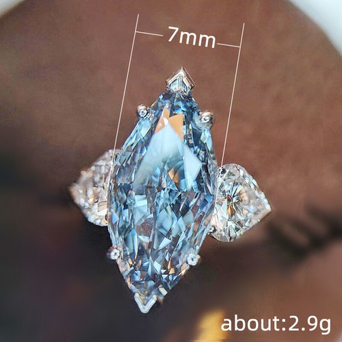 Marquise Cut Light Blue AAA Cz Women's White Gold Filled Wedding Ring Size 6-10 - Picture 6 of 7