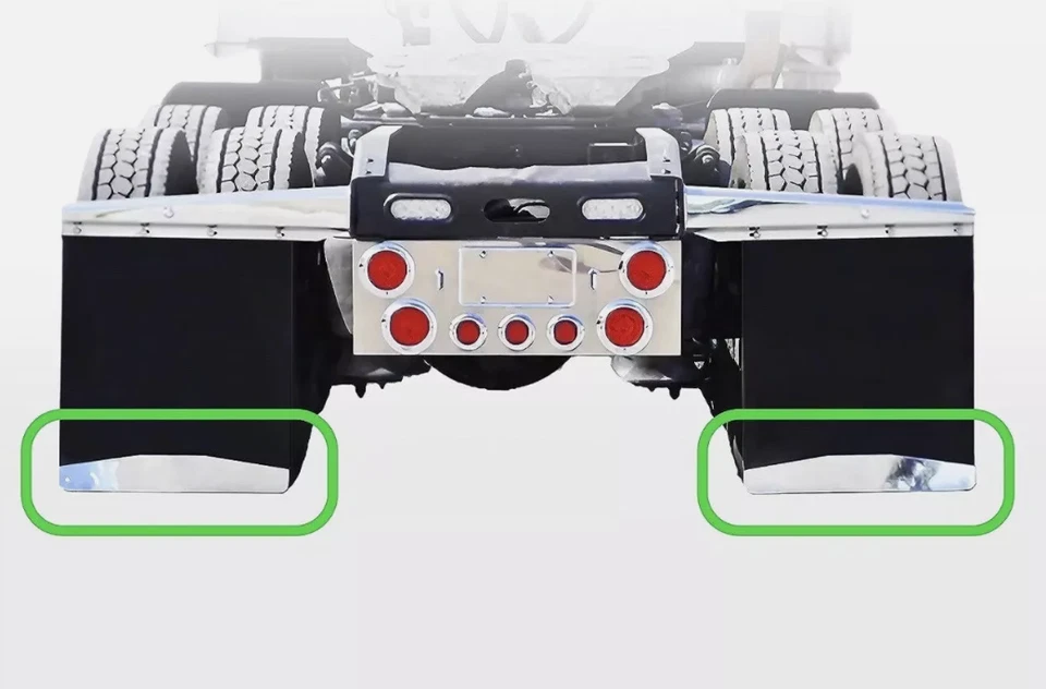 Semirremolque de peso con aleta de barro de 2 piezas 24" X 4" cromado 3 pernos para 24" universal Foto 2 de 4