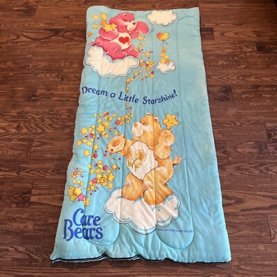 Vintage 1983 Care Bears Child Size Sleeping Bag Friend Bear Love A Lot