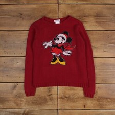 Vintage Disneystore Jumper Sweater M Minnie Mouse Womens Roundneck Red