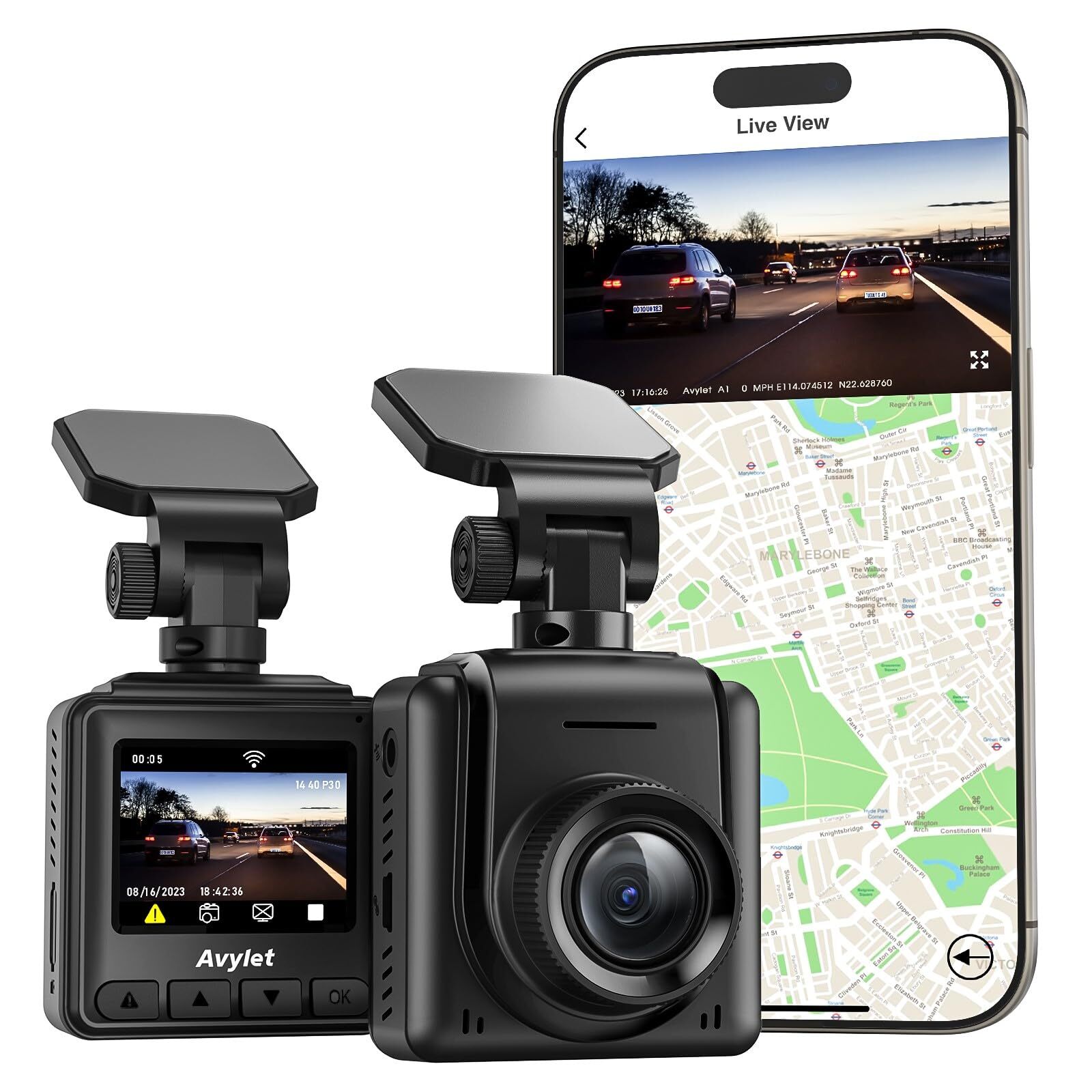 2K WiFi Dash Cam with App Mini Car Front Camera for Seamless Recording-image