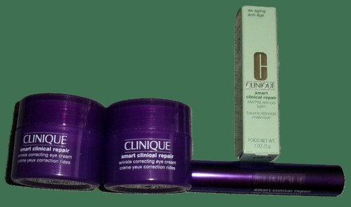 CLINIQUE Smart Repair Wrinkle Correcting Eye Cream .5 oz.(2) & AM/PM Balm NEW