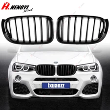 For BMW F25/F26 X3 X4 2014-2017 Gloss Black Front Bumper Kidney Grill Grille L+R