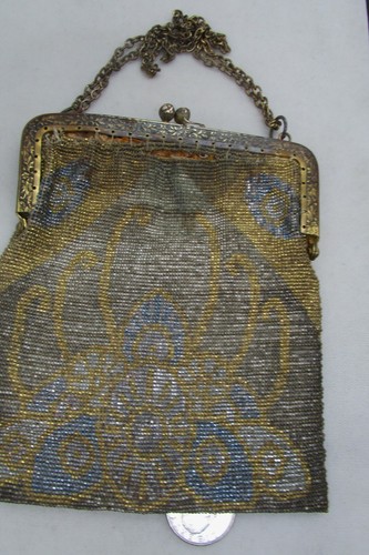 ANTIQUE VICTORIAN STEEL BEAD PURSE AS IS 195 GRAMS MADE IN FRANCE - Picture 6 of 6